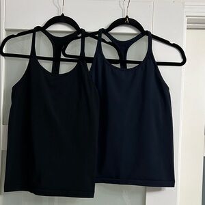 ATHLETA. Black and Navy Transcend Racerback Tank.